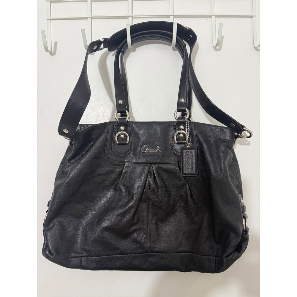 Coach Ashley Carryall Black Leather Tote Shoulder Bag F15513